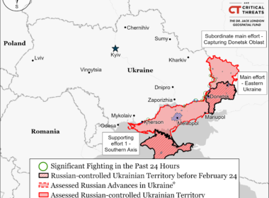 map of the occupied territories of Ukraine and significants fighting spots as per 4 April, 2024