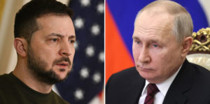 Volodymyr Zelenskyy and Vladimir Putin
