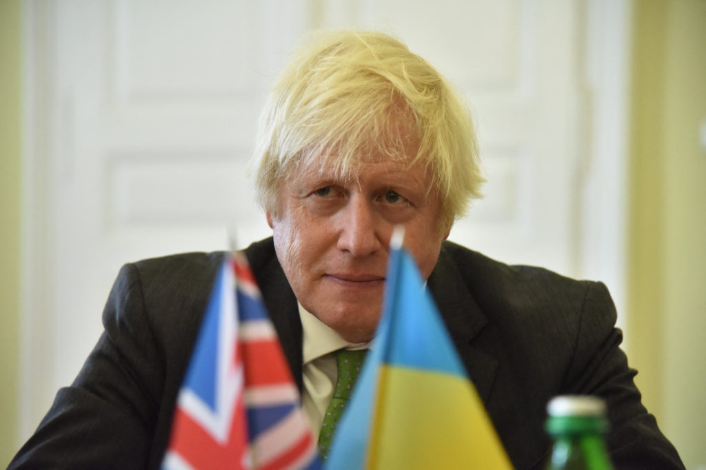 Former UK Prime Minister, Boris Johnson attends the awarding ceremony as he was awarded the honorary title of 'Doctor Honoris Causa of Ivan Franko National University of Lviv' in Lviv, Ukraine on September 9, 2023.