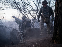 Ukrainian servicemen of the Azov brigade are seen at an artillery position in the direction of Lyman as Russia-Ukraine war continues in Donetsk Oblast, Ukraine