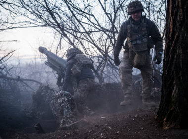 Ukrainian servicemen of the Azov brigade are seen at an artillery position in the direction of Lyman as Russia-Ukraine war continues in Donetsk Oblast, Ukraine