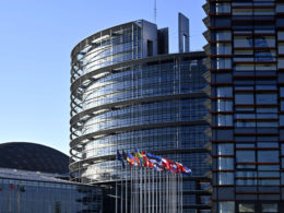 eu adopts largest sanctions package russia 218 names 100+ banks crypto platforms among those list · post flags member states ukraine well flag fly front parliament strasbourg eastnewsua news ukrainian