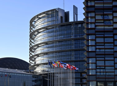 eu adopts largest sanctions package russia 218 names 100+ banks crypto platforms among those list · post flags member states ukraine well flag fly front parliament strasbourg eastnewsua news ukrainian
