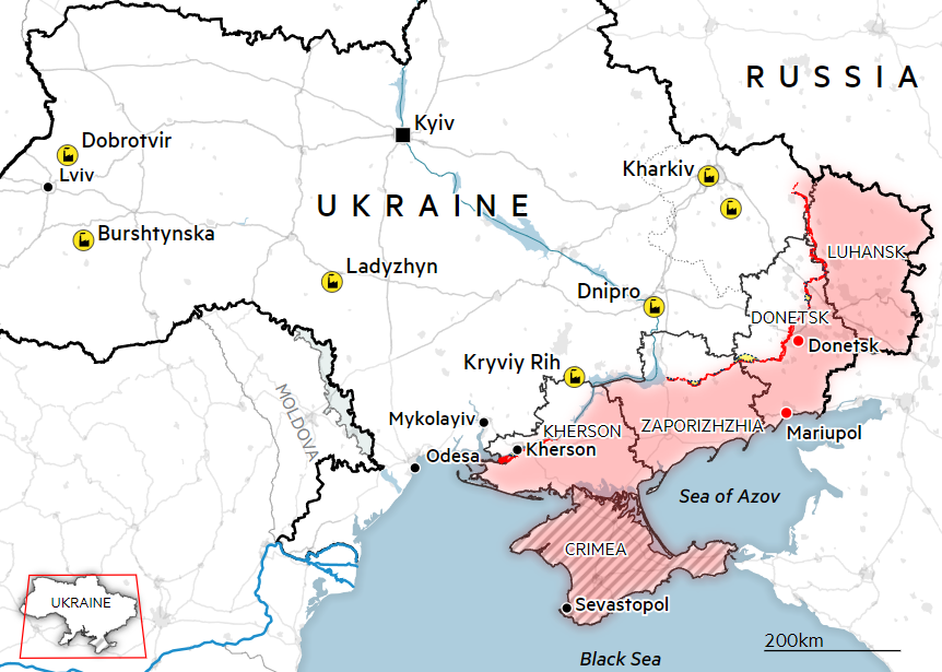 damaged thermal power plants in Ukraine april 2024.