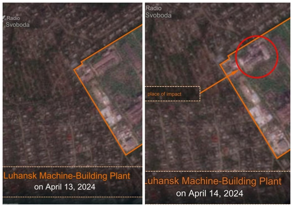 Satellite imagery captures damage to Russian military facility in occupied Luhansk