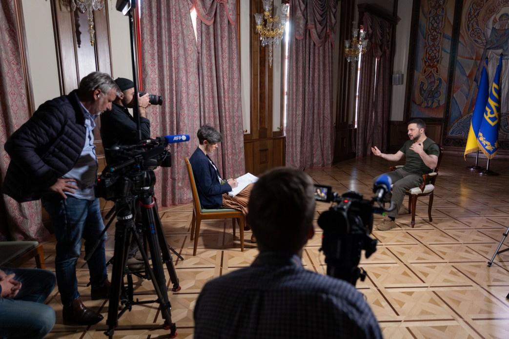 President of Ukraine Volodymyr Zelenskyy during an intervierw with French AFP.