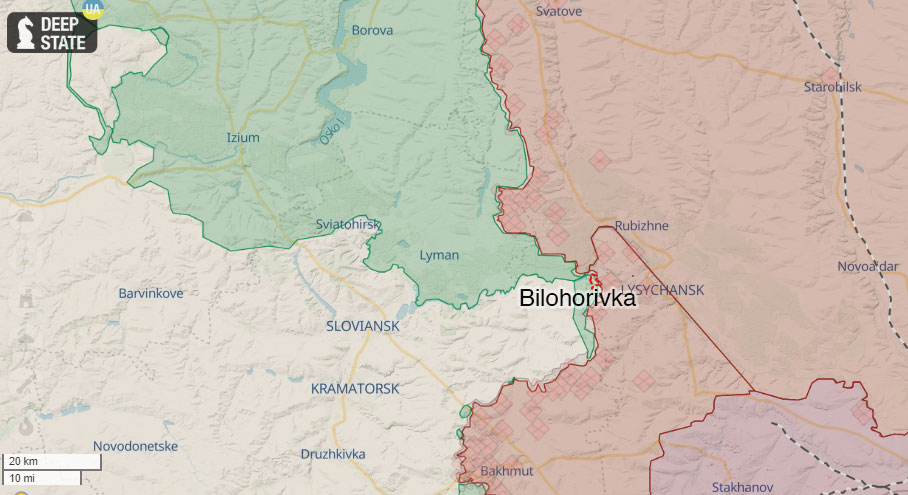 ukraine controls luhansk's bilohorivka despite russian claims settlement capture regional chief says situation near luhansk oblast 22 may 2024