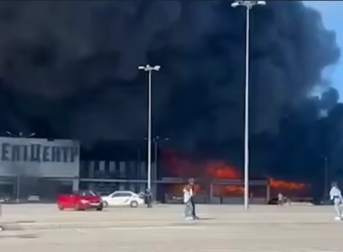 "Epicenter" after the impact, screenshot of Zelensky's social media video.