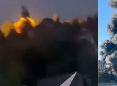 alleged ukrainian drones target occupied crimea oil facilities russias krasnodar krai st petersburg explosion refinery slavyansknakubani fire depot russia 19 may 2024 screenshots from socila media videos explosionsrussiakrasnodarpiter