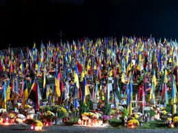 Marsove Pole (Mars Field) in Lviv, graves of Ukrainian fallen soldiers