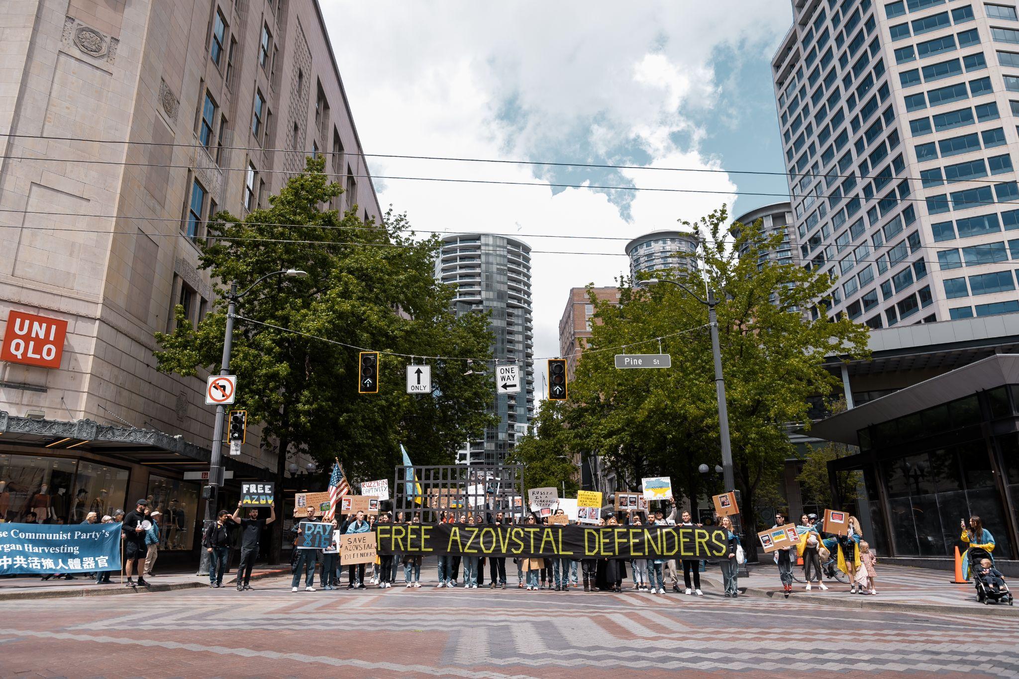 Azovstal free protests Seattle USA dispora