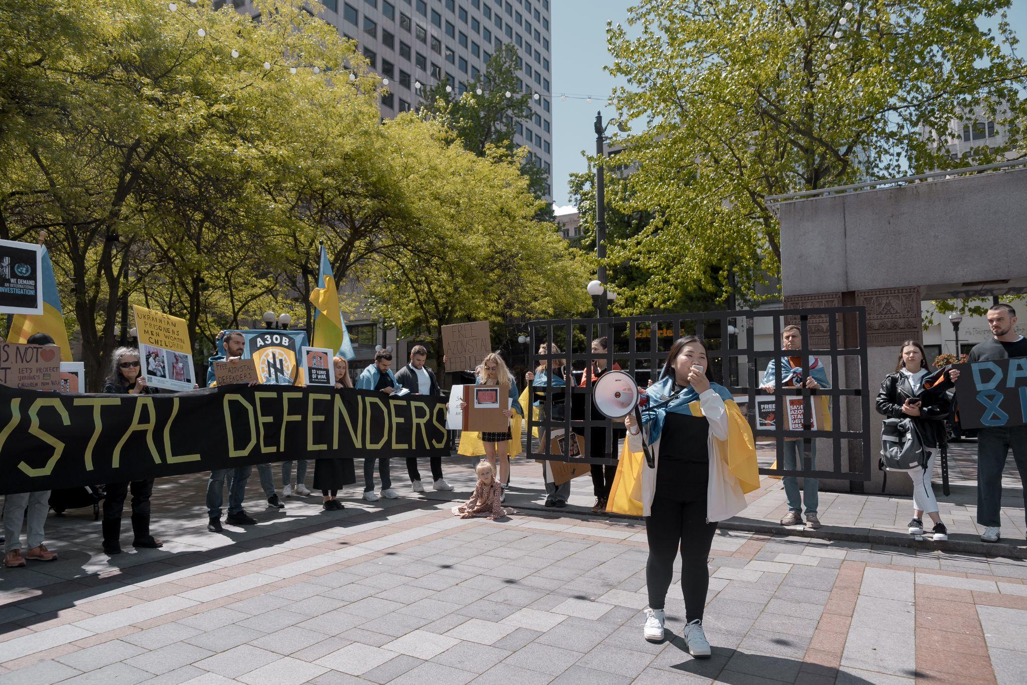 Azovstal free protests Seattle USA dispora