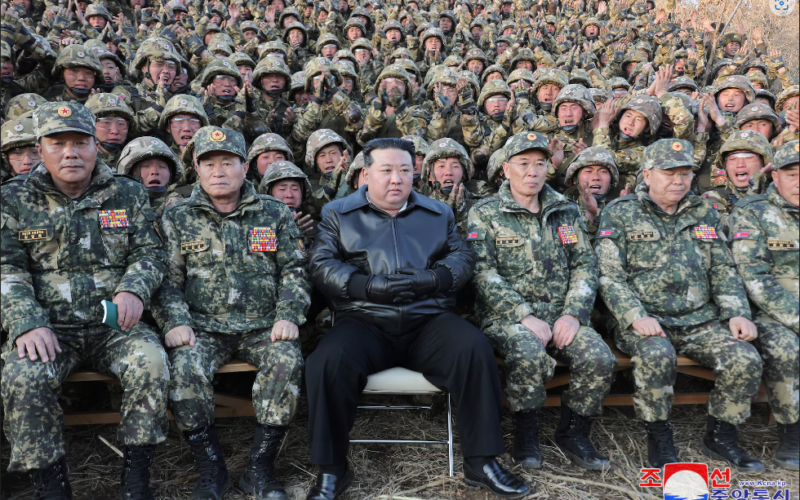 North Korean leader Kim Jong Un at a military operations base in the western region of the country