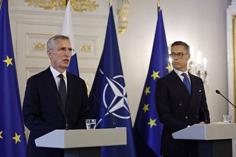 nato chief finnish leader rule out troop deployment ukraine president alexander stubb (r) secretary general jens stoltenberg (l) helsinki 6 june 2024 kalle koponen / helsingin sanomat