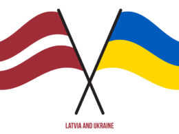 Latvia and Ukraine Flags.