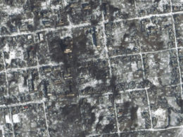 This satellite image provided by Maxar Technologies shows damaged areas in Petrivka of the Donetsk Oblast, Ukraine, illustrative image. Photo via Eastnews.ua.