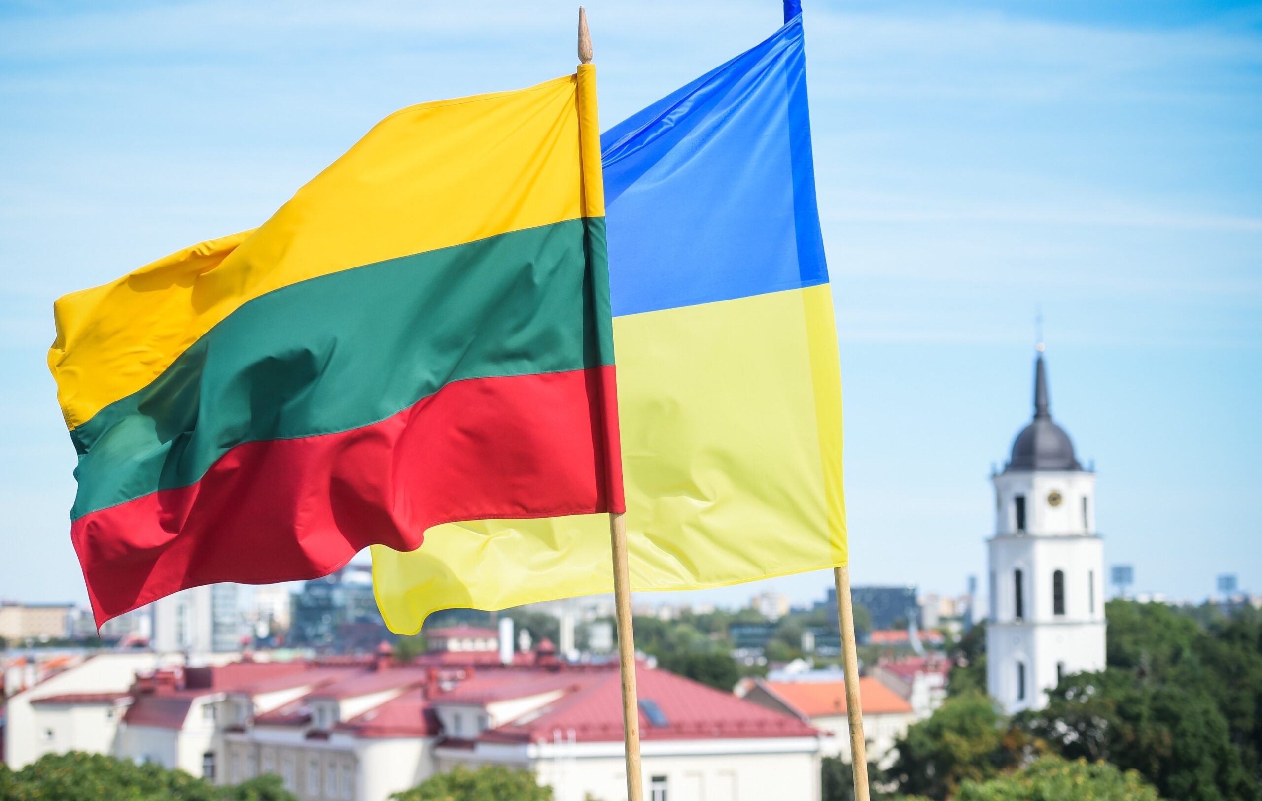 The image shows the Lithuanian and Ukrainian flags. Credit: GitanasNauseda/X