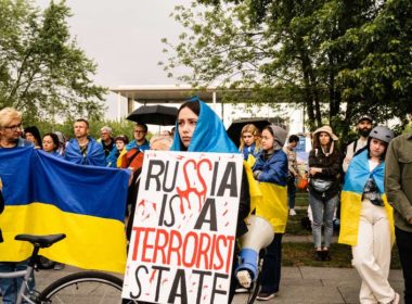 Russia terrorist state rally Ukraine demonstration