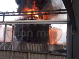 oil tanks in Rostov Oblast in fire