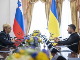 President of Ukraine Volodymyr Zelenskyy during a meeting with President of Slovenia Nataša Pirc Musar in Kyiv, on 28 June, 2024. Image: President's Office