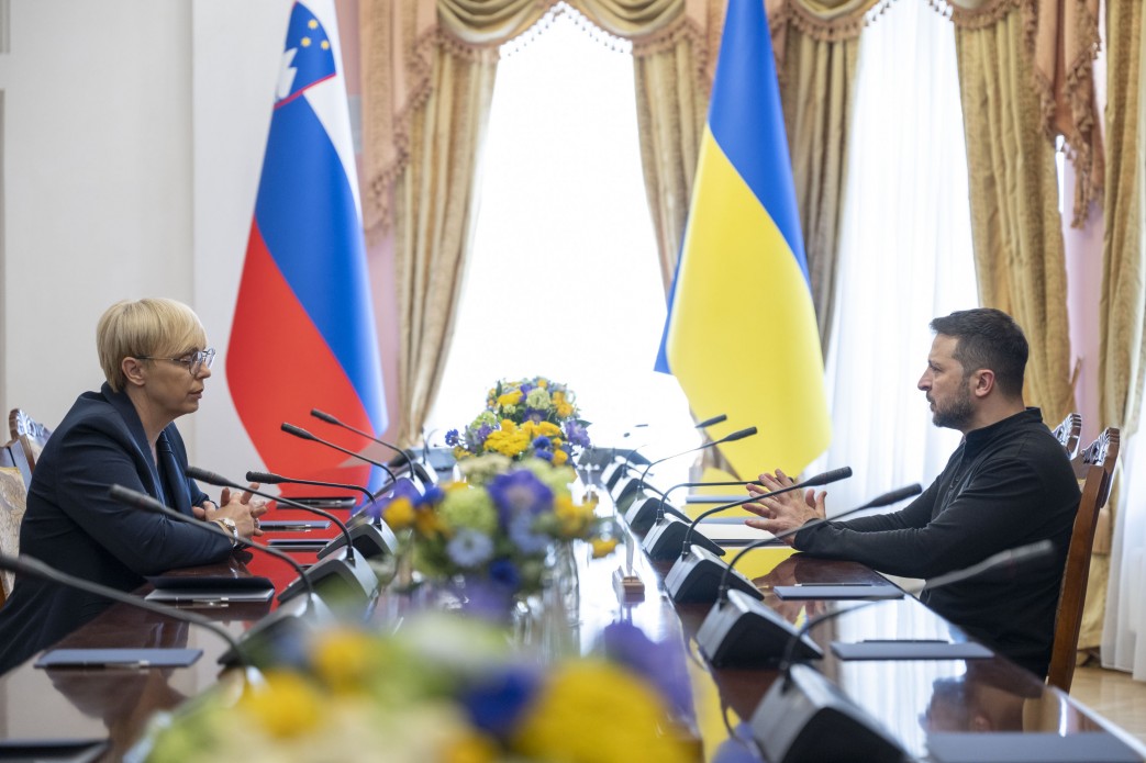 President of Ukraine Volodymyr Zelenskyy during a meeting with President of Slovenia Nataša Pirc Musar in Kyiv, on 28 June, 2024. Image: President's Office