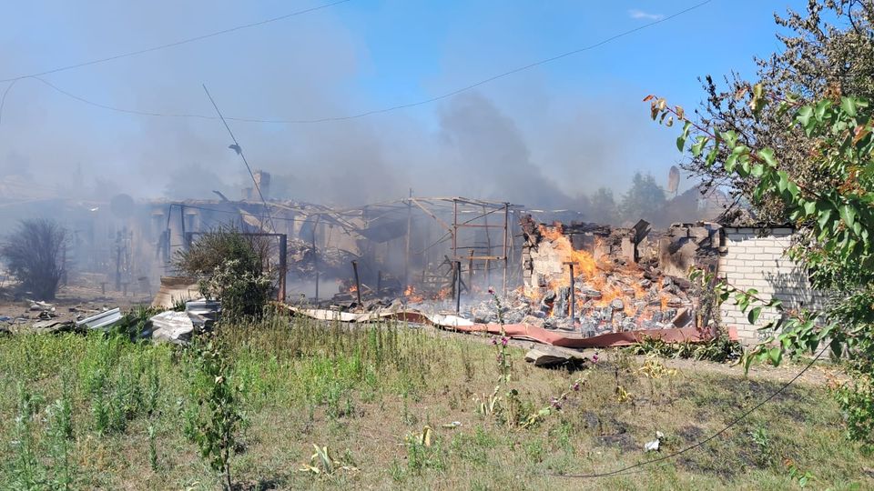 Damage as a result from the Russian attack. Photo via the Donetsk Oblast Military Administration.