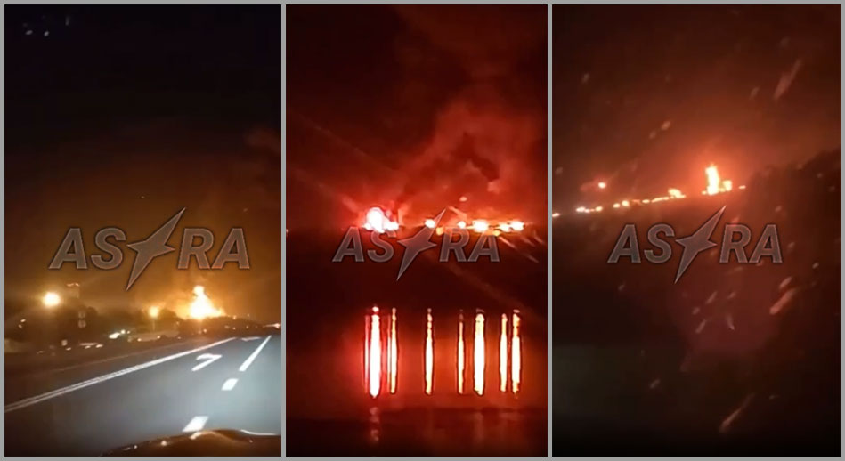 ukraine targets two russian oil refineries depot nighttime attack blaze novoshakhtinsk refinery overnight 6 june 2024 screenshots telegram/astra fire-at-novoshakhtinsk-oil-refinery-krasnodar-krai
