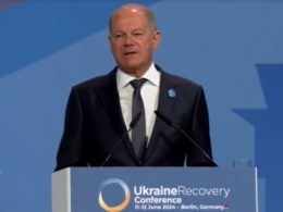 scholz says germany transfer third patriot system additional iris-ts gepards ukraine german chancellor olaf recovery conference 2024 berlin 11 june screenshot facebook/володимир зеленський