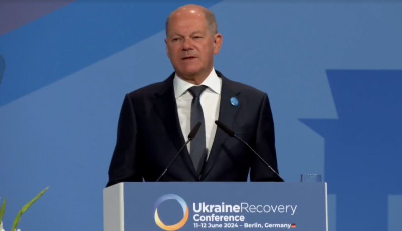 scholz says germany transfer third patriot system additional iris-ts gepards ukraine german chancellor olaf recovery conference 2024 berlin 11 june screenshot facebook/володимир зеленський