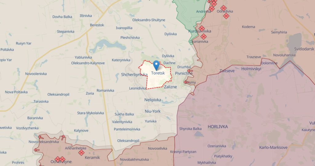 Ukrainian military reports increased Russian offensive near Toretsk in Donetsk Oblast