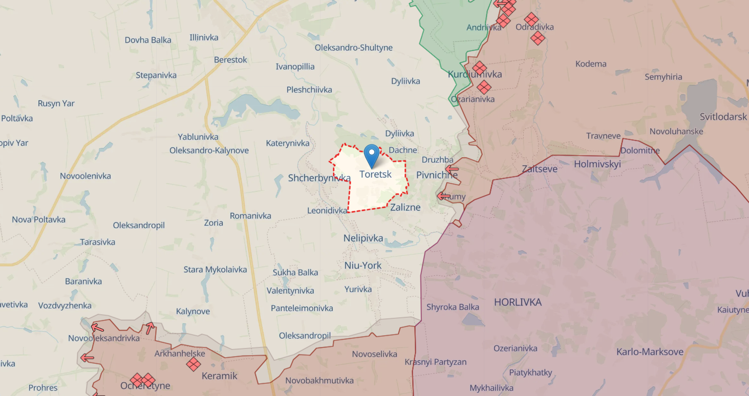 russian offensive near toretsk donetsk oblast
