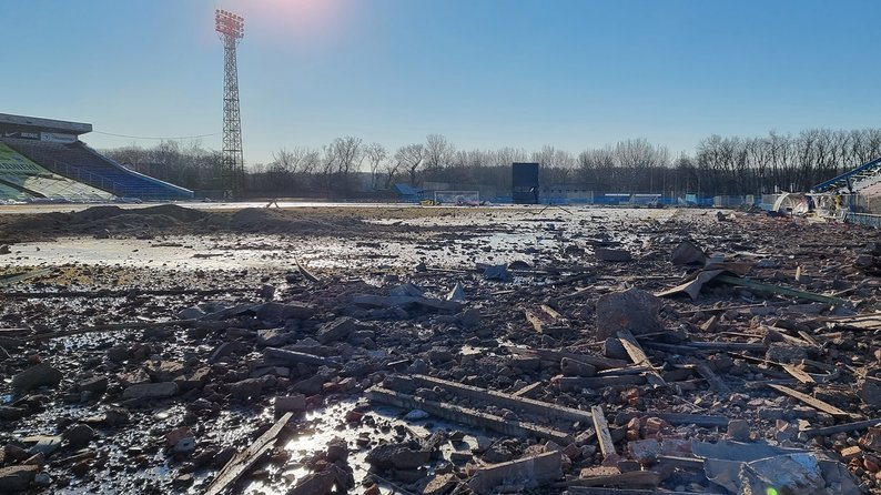 Ukraine EURO soccer football destroyed stadium