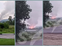 russian ammo depot fire voronezh oblast ammunition morning 25 june 2024 after nighttime attack screenshots telegram/головне управління розвідки мо україни astra voronezh-ammo-dump-on-fire