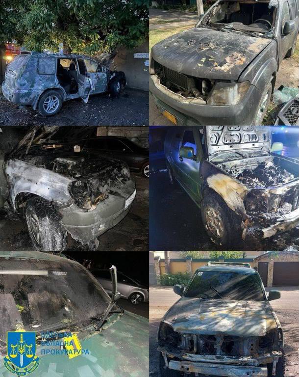 six odesa residents arrested burning military cars russian orders ukrainian burned down june july 2024 prosecutor general's office 20240729104251-2144