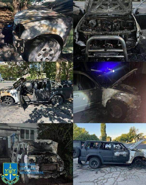 six odesa residents arrested burning military cars russian orders ukrainian burned down june july 2024 prosecutor general's office 20240729104337-7005