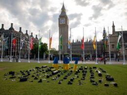 A memorial installation dedicated to Ukrainian athletes who have died as a result of russia's all-out war in London. Source: The Embassy of Ukraine to the UK