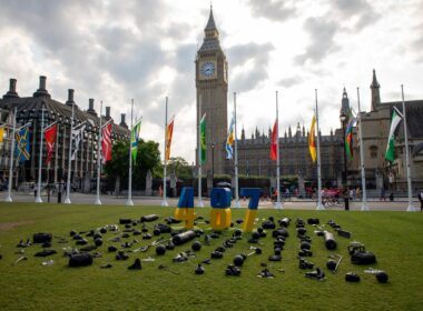 A memorial installation dedicated to Ukrainian athletes who have died as a result of russia's all-out war in London. Source: The Embassy of Ukraine to the UK
