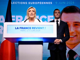 French far-right Rassemblement National (RN) party leader Marine Le Pen (L) and party President Jordan Bardella. Photo via Eastnews.ua.