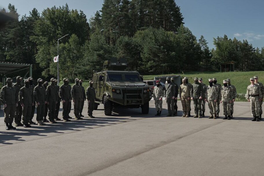 belarusian special forces showcase captured ukrainian armored vehicle kozak-5 use vityaz unit ministry internal affairs belarus july 2024 ministry's telegram channel