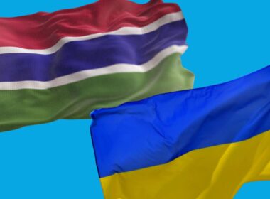 Gambian and Ukrainian flags.