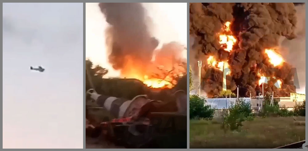 drones damage energy infrastructure russia's volgograd rostov oblasts fire kalach-na-donu oil depot oblast one attacked 9 july 2024 screenshots telegram/astra kalach-on-don-oil-depot-fire