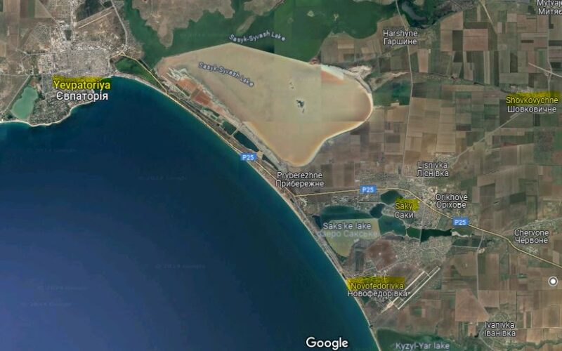 ukraine confirms missile attack russian airfield near occupied crimea's saky air base novofedorivka crimea google maps strike