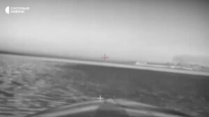 media joint drone operation ukraine's sbu navy hits russian coast guard facilities occupied crimea pfv view from sbu's seababy naval base lake donuzlav screenshot suspilne