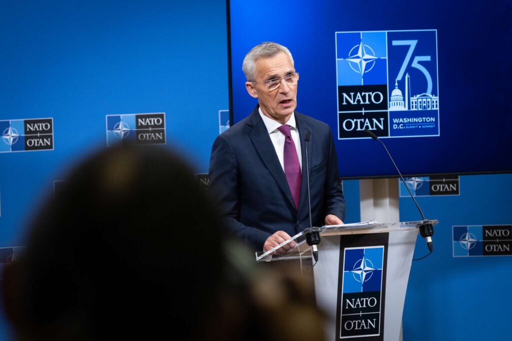 poland's proposal shoot down russian missiles rejected nato secretary general jens stoltenberg press conference ahead 2024 summit washington credit flickr/nato result