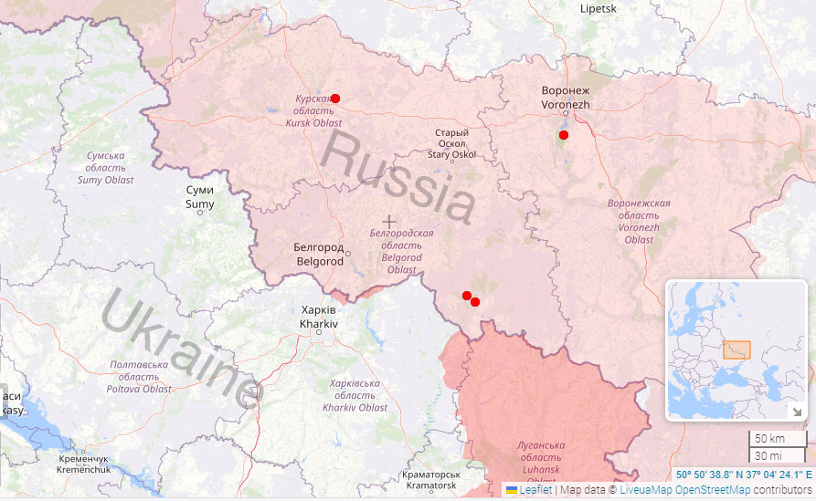 ukraine reports decrease russian cross-border activity sumy oblast situation northeastern 28 july 2024 map liveuamap sumy-kharkiv-oblast