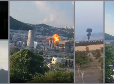 drones attack russian oil refinery tuapse drone krasnodar krai russia 22 july 2024 screenshots telegram/astra tuapse-attack-oil-refinery-drone