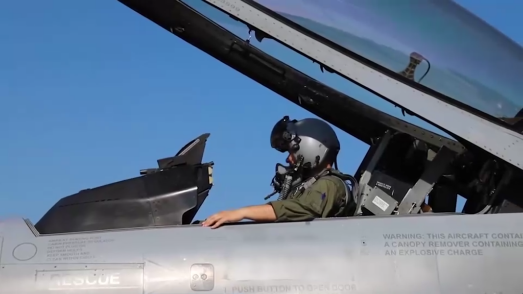 A pilot in F-16 fighter in Ukraine.