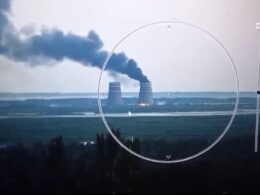 Fire at the Russia-occupied Zaporizhzhia nuclear power plant on 11 August.