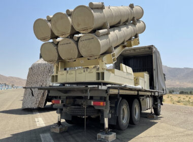 hundreds fath-360 iranian ballistic missiles bound russia rear view six-container launcher commons/fars media corporation irgc_ground_new_equipment_2021_(71)