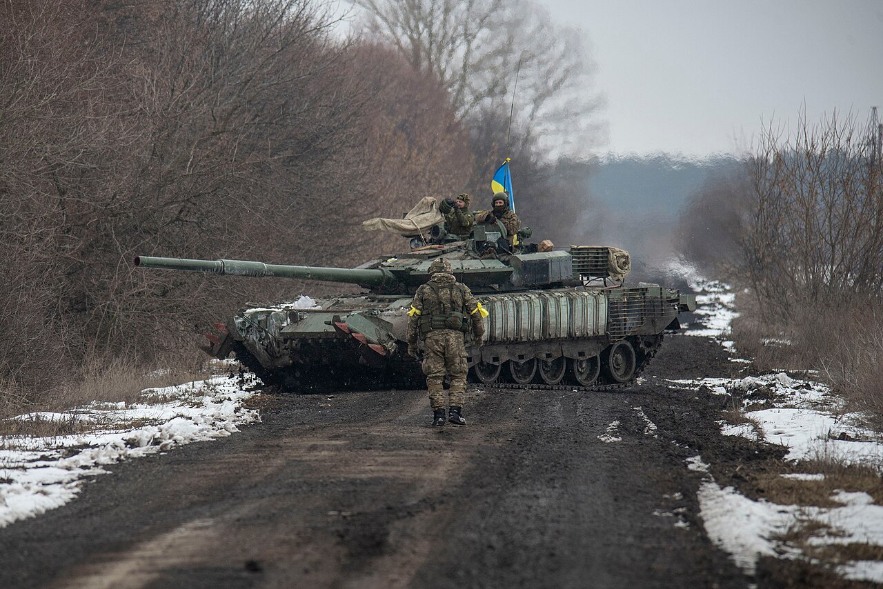 A captured Russian T-80BVM by Ukrainian troops during the Russo-Ukrainian War. Photo via Wikimedia.